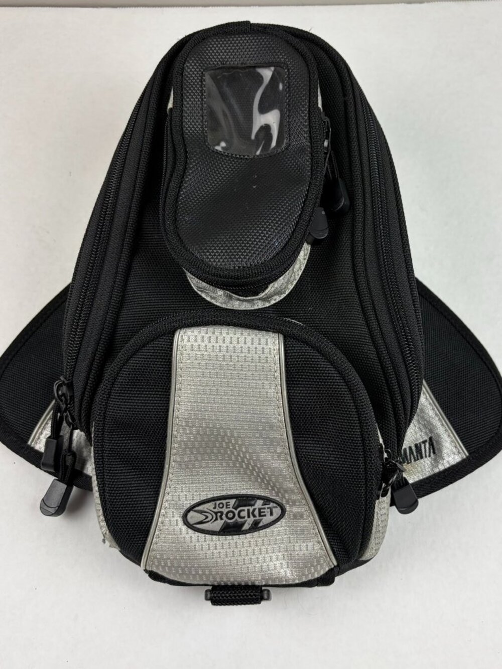 Joe Rocket Manta Magnetic Motorcycle Crotch Rocket Tank Bag in Black & Gray
